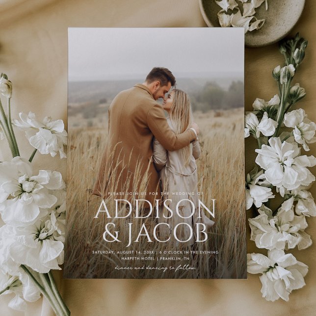 Convites Casamento Fotográfico de Nomes Simples Modernos de (Criador carregado)