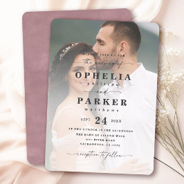 Convites Casamento Fotográfico de Ophelia Elegant Script