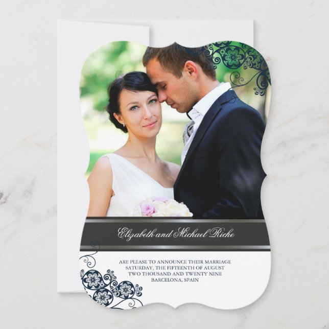 Convites Casamento Fotográfico de Paisley Boho Vintage (Frente)