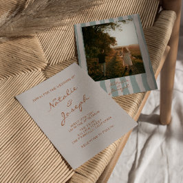 Convites Casamento Fotográfico de Pinstripes Escrito na Mão