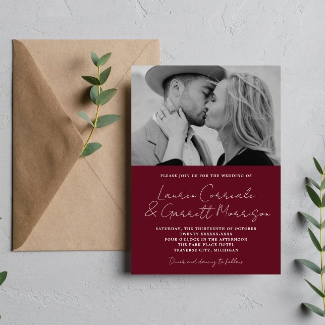 Convites Casamento Fotográfico de Rosewood Moderno de Simpl (Criador carregado)