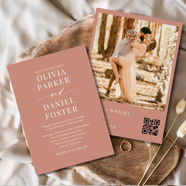 Convites Casamento Fotográfico do Código QR do Modern Boho  (Criador carregado)
