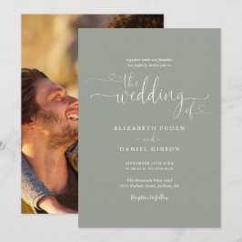 Convites Casamento Fotográfico do Elegant Sage Green Hearts