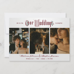 Convites Casamento Fotográfico do Halloween Gothic Script R