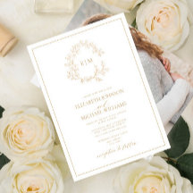 Casamento Fotográfico do Monograma de Folha Dourad