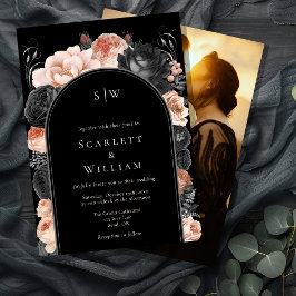 Convites Casamento Fotográfico do Monograma do Arco Preto d