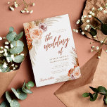 Convites Casamento Fotográfico do Rosa Muted Pampas Terraco<br><div class="desc">Convide seus amigos e entes queridos para um elegante casamento temático da boêmia do terracotta com este convite fotográfico com uma letra de caligrafia acentuada por rosas com mudas de cor d'água desenhadas à mão,  capim e folha de palma.</div>