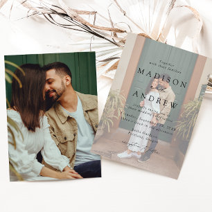 Convites Casamento Fotográfico do Script Negro Elegante Mod