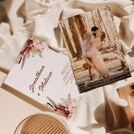 Convites Casamento Fotográfico do Script Pampas Rust Terrac