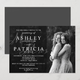 Convites casamento fotográfico elegante branco preto