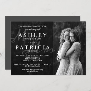 Convites casamento fotográfico elegante branco preto