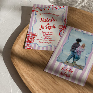 Convites Casamento Fotográfico Escrito Desenho Colorido na 