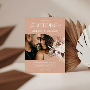 Convites Casamento Fotográfico Floral Moderno Bohemian Wate