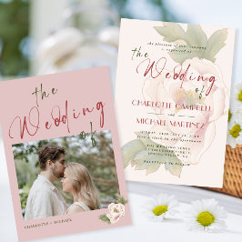 Convites Casamento Fotográfico Floral Romântico Pink Peony