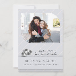 Convites Casamento Fotográfico Gay e Lésbico com Pinstripe 