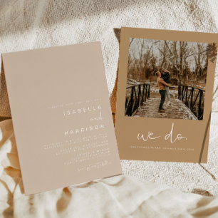 Convites Casamento Fotográfico INDIE Bohemian Beige e Terr