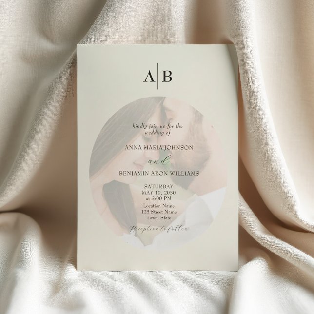 Convites Casamento Fotográfico Marfim Minimalista (Criador carregado)