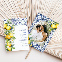 Convites Casamento Fotográfico mediterrânico Elegant Script
