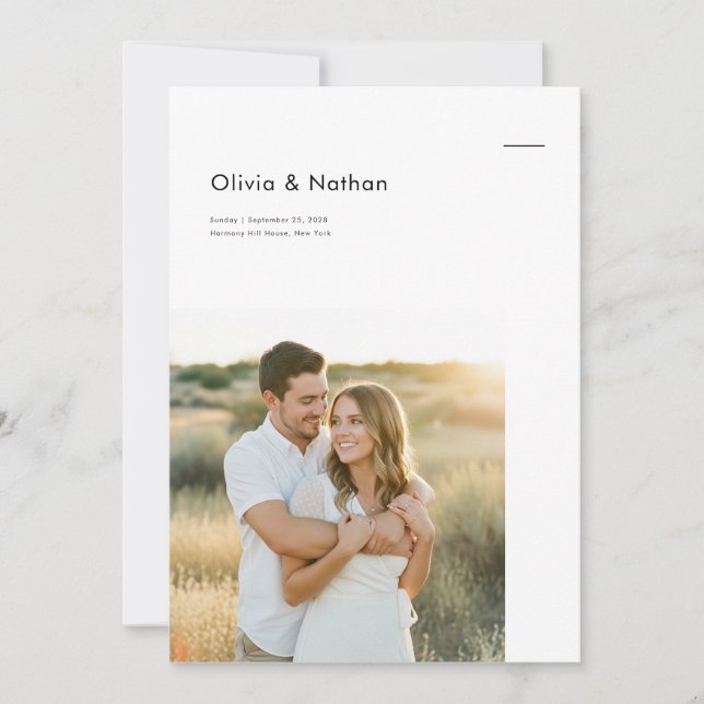 Convites Casamento Fotográfico Minimalista Boho (Frente)