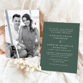 Convites Casamento Fotográfico Minimalista Moderno Verde