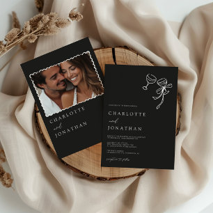 Convites Casamento Fotográfico Moderno Desenhado à Mão