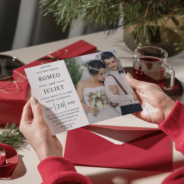 Convites Casamento Fotográfico Personalizado Minimalista Mo (Criador carregado)