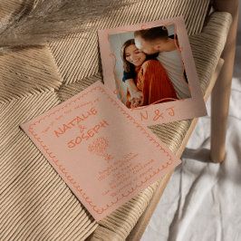 Convites Casamento Fotográfico Quirky Escrito À Mão Do Retr