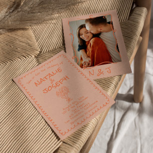 Convites Casamento Fotográfico Quirky Escrito À Mão Do Retr