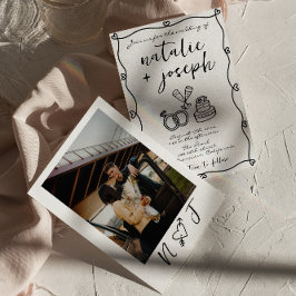 Convites Casamento Fotográfico Retrorbolha Desenhada