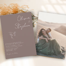 Convites Casamento Fotográfico Romântico Minimalista Bege