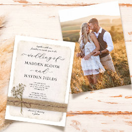 Convites Casamento Fotográfico Rustic Neutral Twine Burlap 