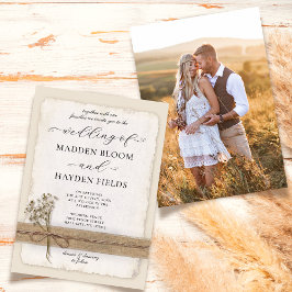 Convites Casamento Fotográfico Rustic Neutral Twine Burlap 