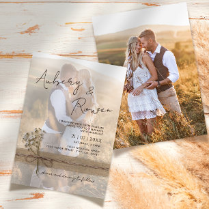 Convites Casamento Fotográfico Rustic Twine Burlap Wildflow