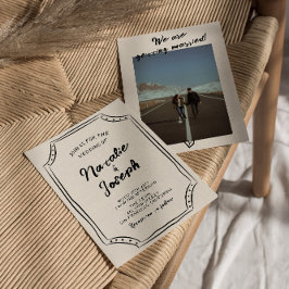 Convites Casamento Fotográfico Simples e Simples Escrito À 