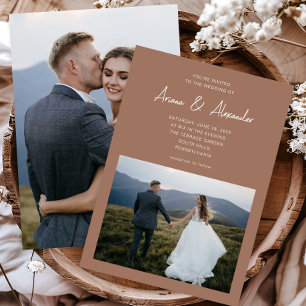 Convites Casamento Fotográfico Simples Rich Brown Dois