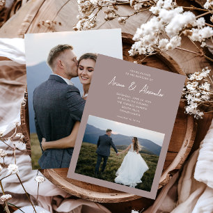 Convites Casamento Fotográfico Simples Taupe Dois