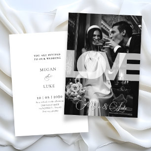 Convites Casamento fotográfico tipografia moderna estilista