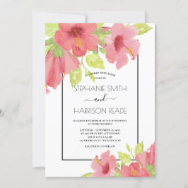 Convites Casamento Frameado Romântico de Hibiscus Floral, R