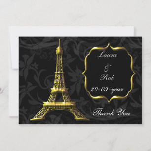 Convites Casamento Francês da Torre Eiffel Dourado Obrigado