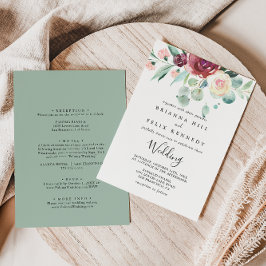 Convites Casamento Frente e Traseira de Eucalipto Contempor