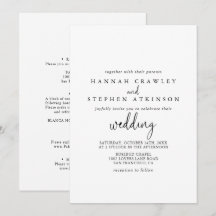 Casamento Frente e Traseira Elegante Da Caligrafia