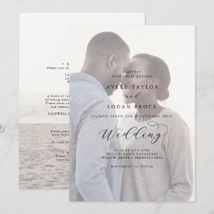 Convites Casamento Frente e Verso de Foto Desbotada Elegant