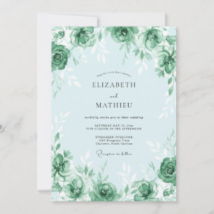 Convites Casamento Fresco de Primavera em Verde Hortelã