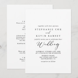 Convites Casamento frontal e traseiro com Na moda idílico