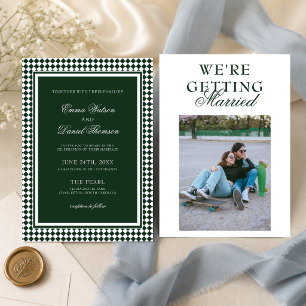 Convites Casamento Fronteira Harlequim Verde Esmeralda Foto