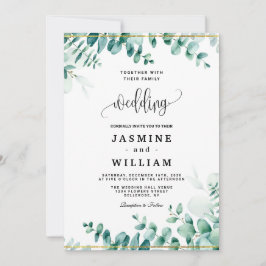 Convites Casamento Fronteiriço de Greenery Eucalyptus
