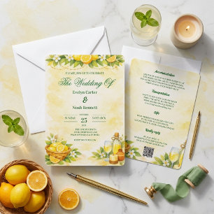 Convites Casamento Frutado de Limão em Aquarela