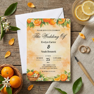 Convites Casamento Frutado Laranja Aquarela