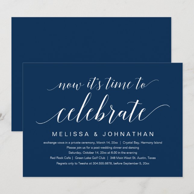 Convites Casamento Fuga, Agora é hora de celebrar (Frente/Verso)