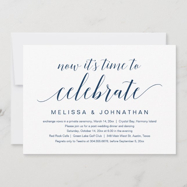 Convites Casamento Fuga, Agora é hora de celebrar Invi (Frente)